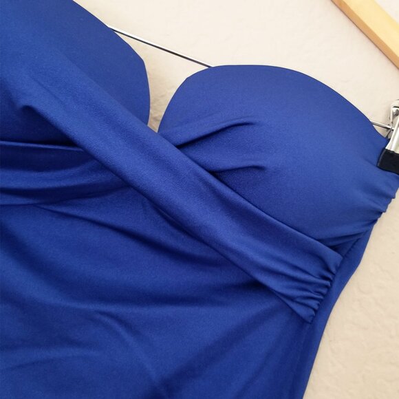 CALVIN KLEIN Women's 8 Blue Tummy Control Split-Cup Bandeau One Piece Swimsuit - Picture 9 of 16